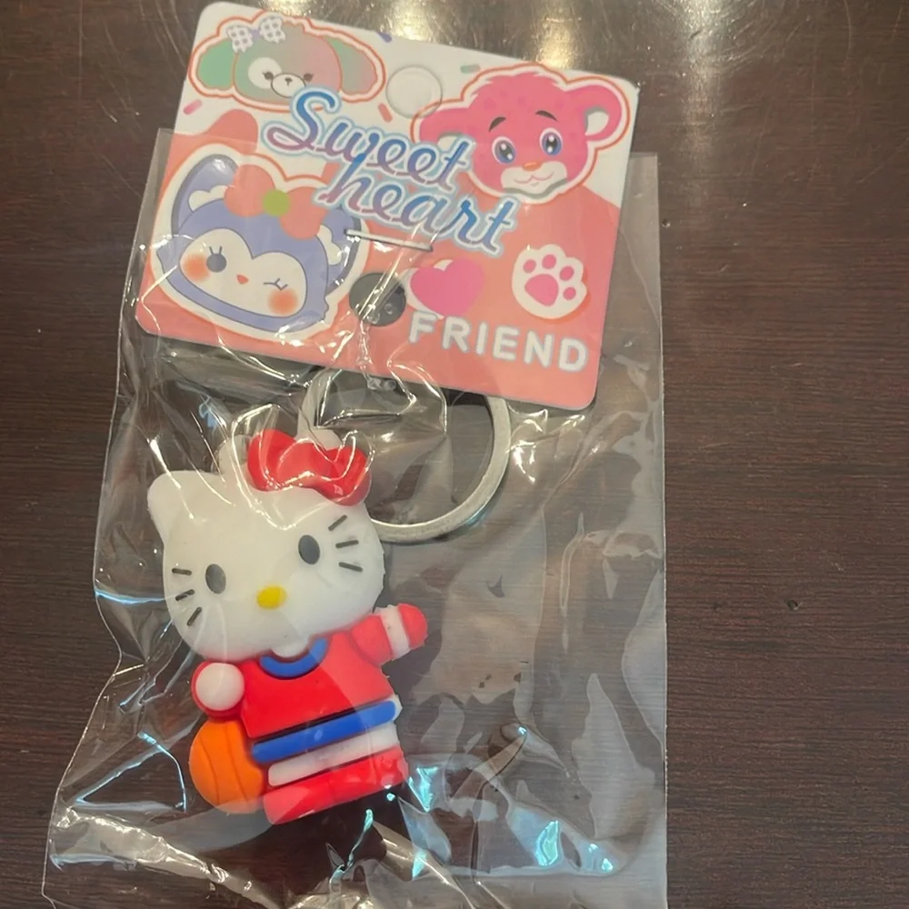 Cute Hello Kitty Keychain with basketball new
